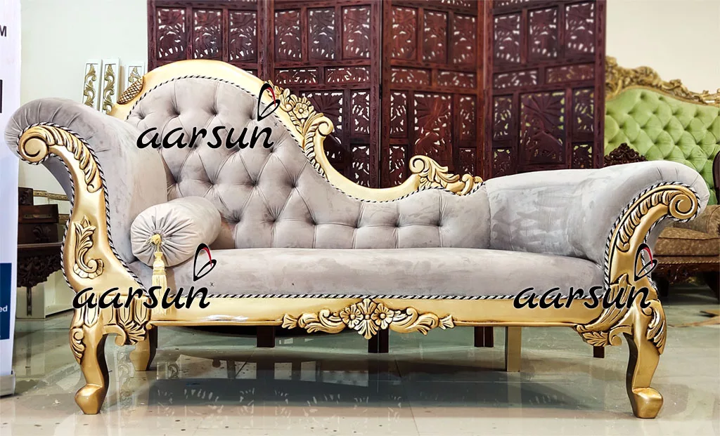 Antique Gold Finish Divan / Chaise Lounge View 4