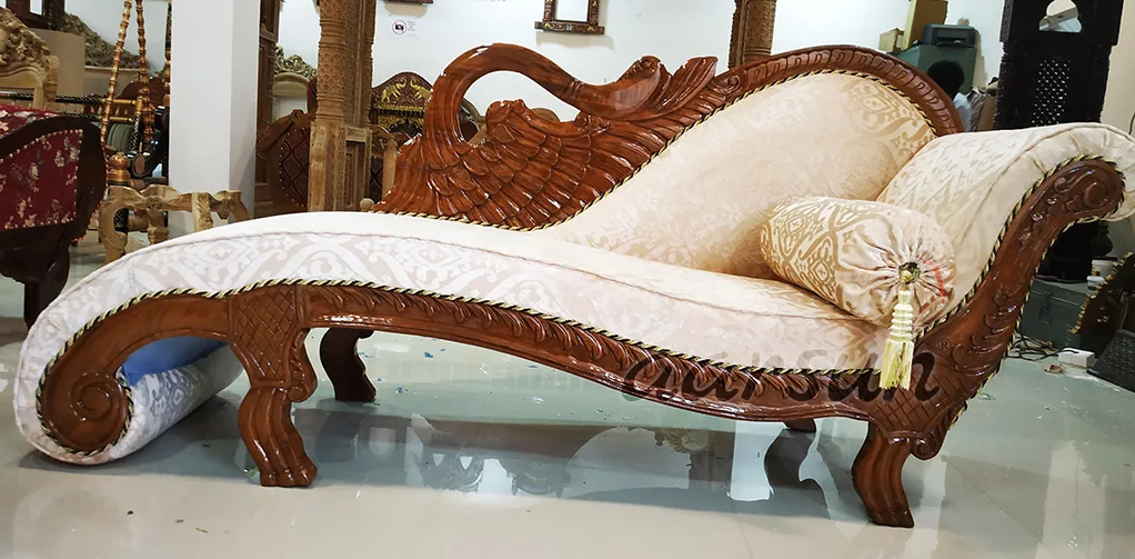 Royal Wooden Chaise Lounge Peacock Design View 3