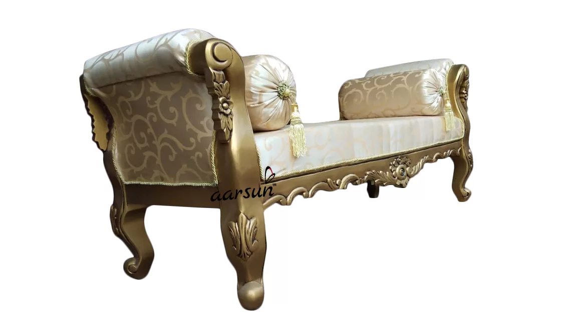 Handcrafted Wooden Bed Bench -Gold Finish View 3