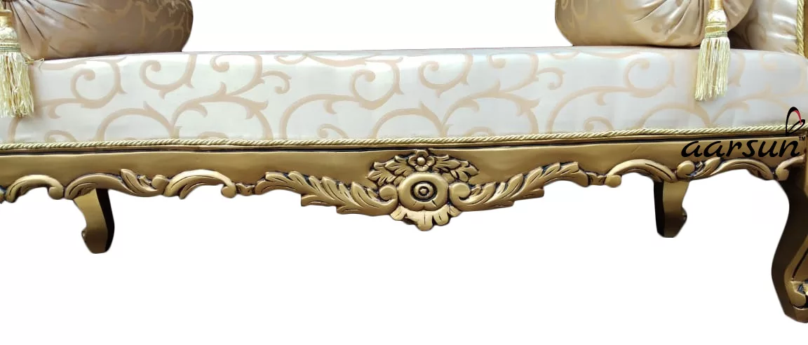 Handcrafted Wooden Bed Bench -Gold Finish View 4