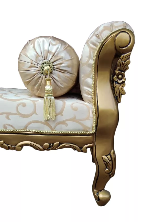 Handcrafted Wooden Bed Bench -Gold Finish View 5