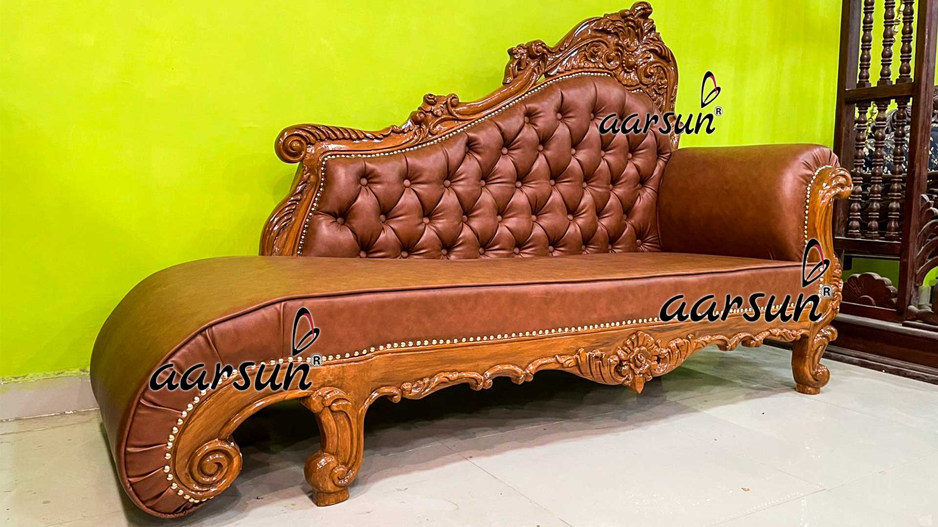 Love seat Style Couch Teak wood view 4