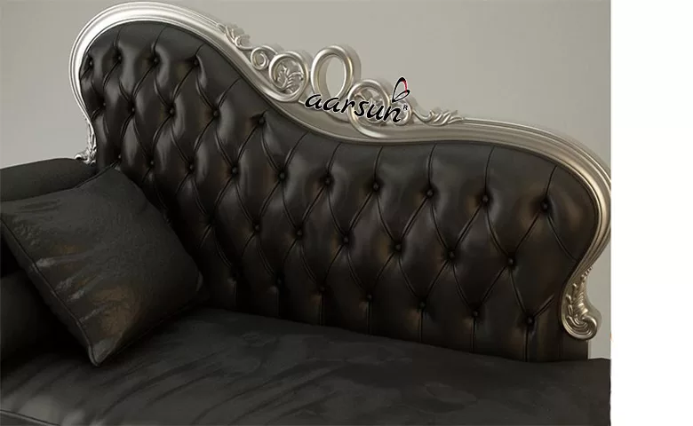 Silver Antique Couch Design Chaise Lounge View 3