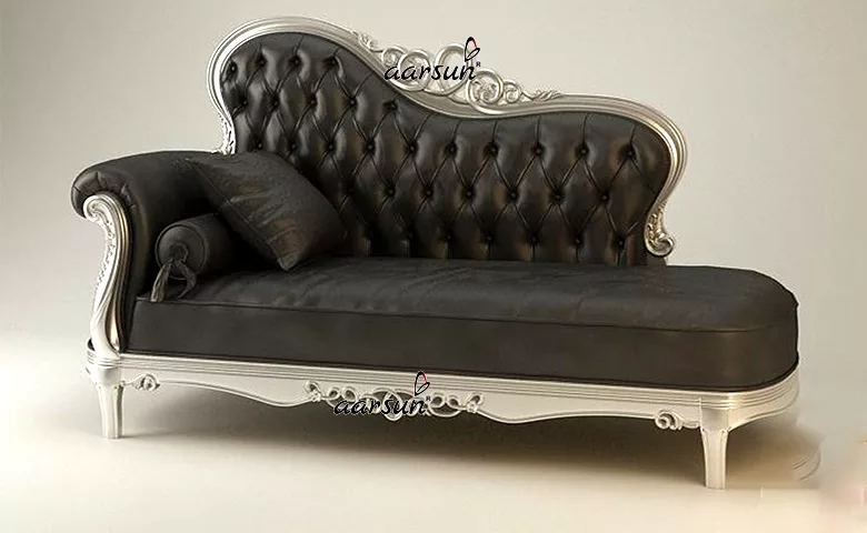 Silver Antique Couch Design Chaise Lounge View 4