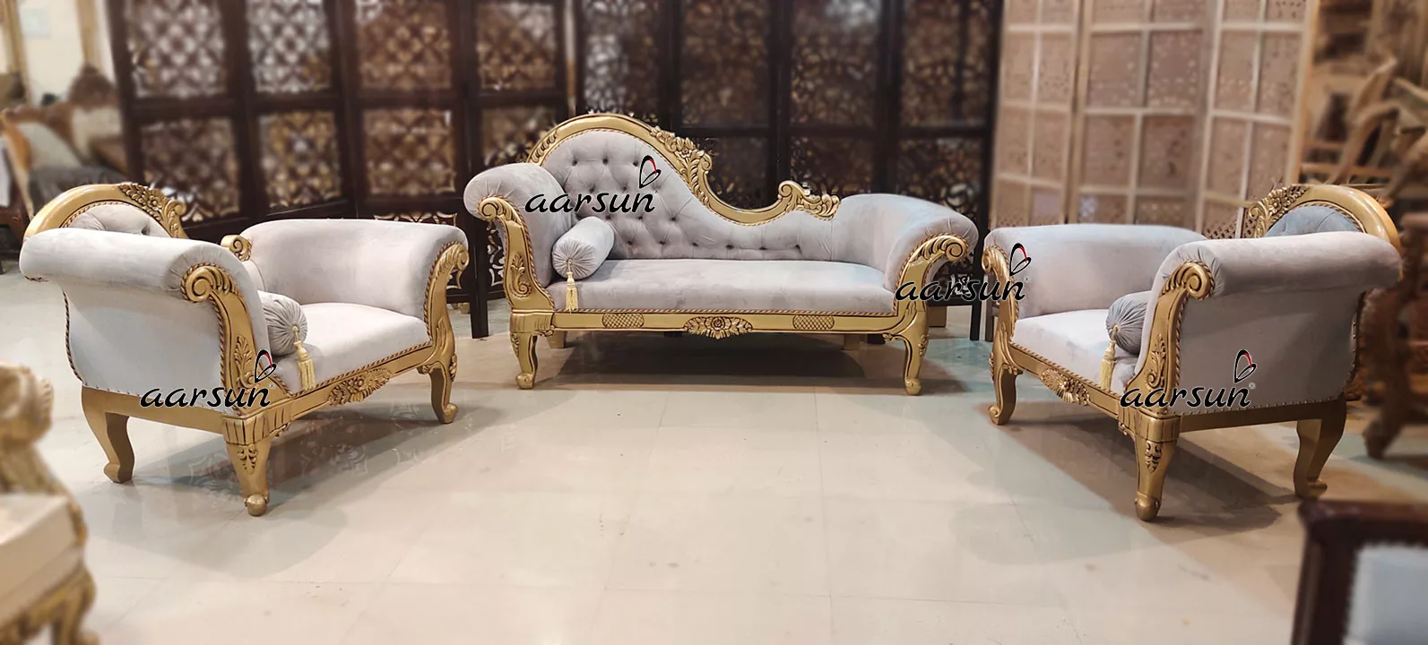 5 Seater Royal Diwan Set in Suede Velvet Fabric view 5