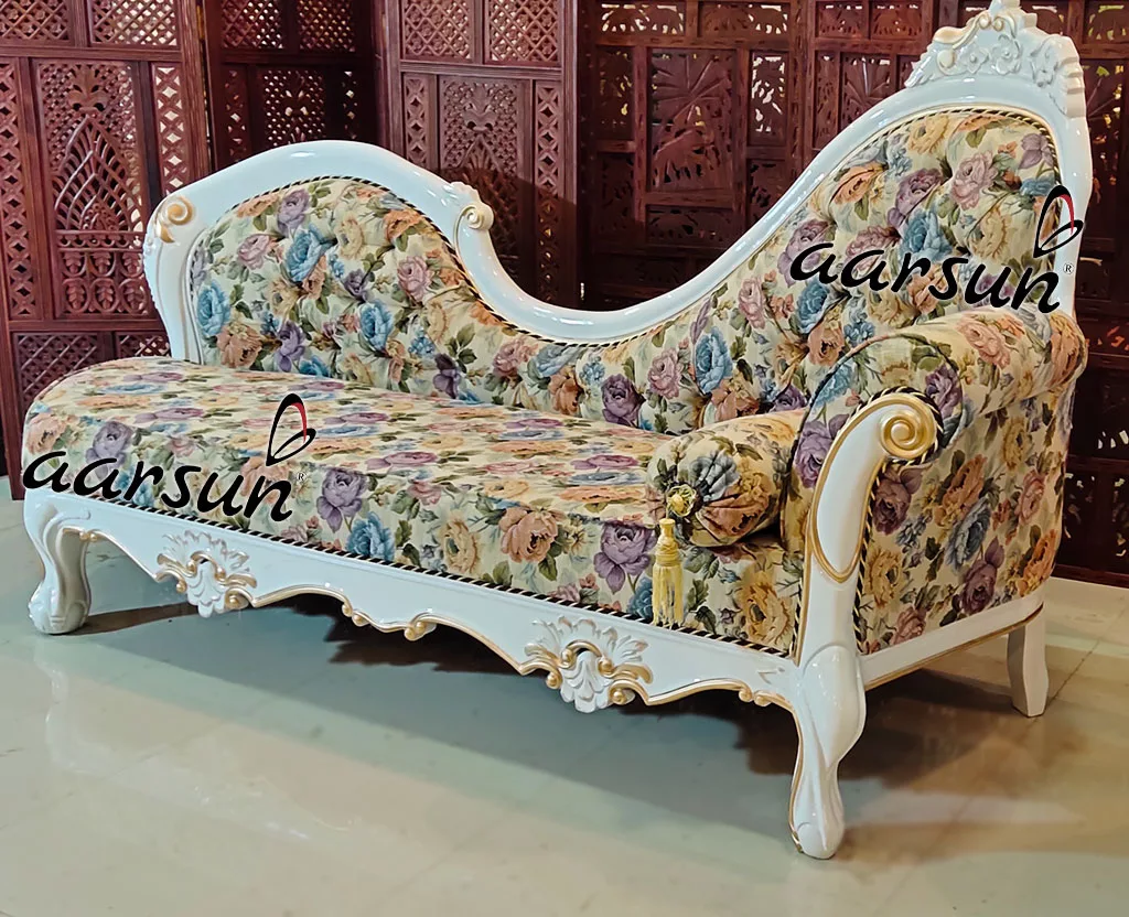 Royal Beautiful Daybed In White &Amp; Gold Highlights View 3