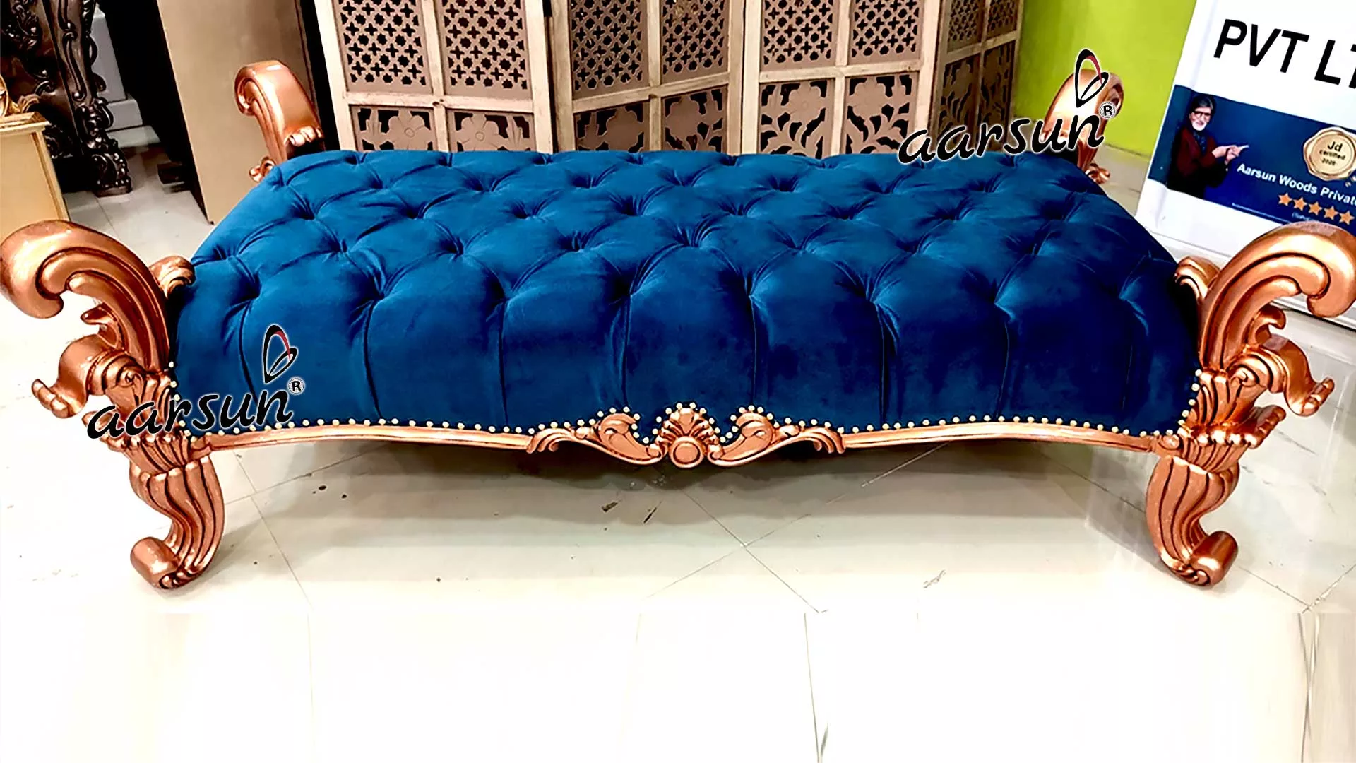 Designer Settee in Rose Gold Finish view 3