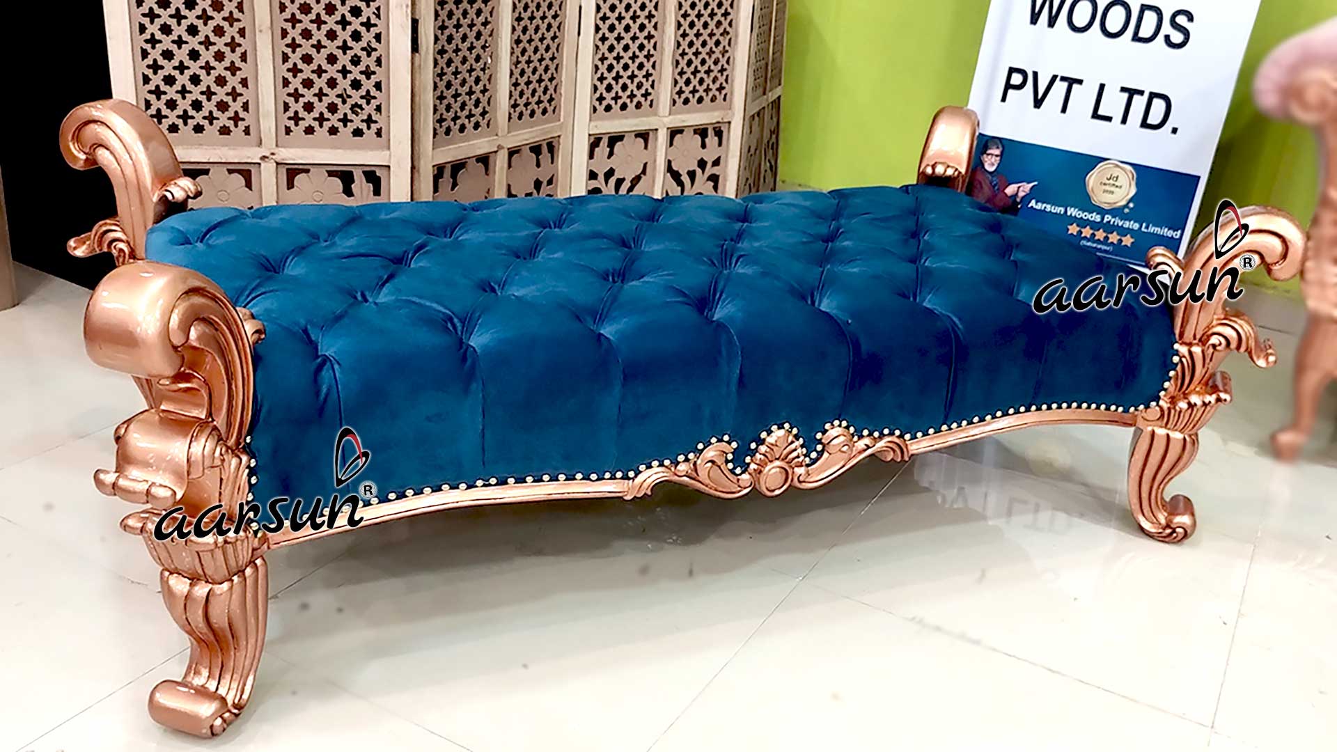 Designer Settee in Rose Gold Finish view 4