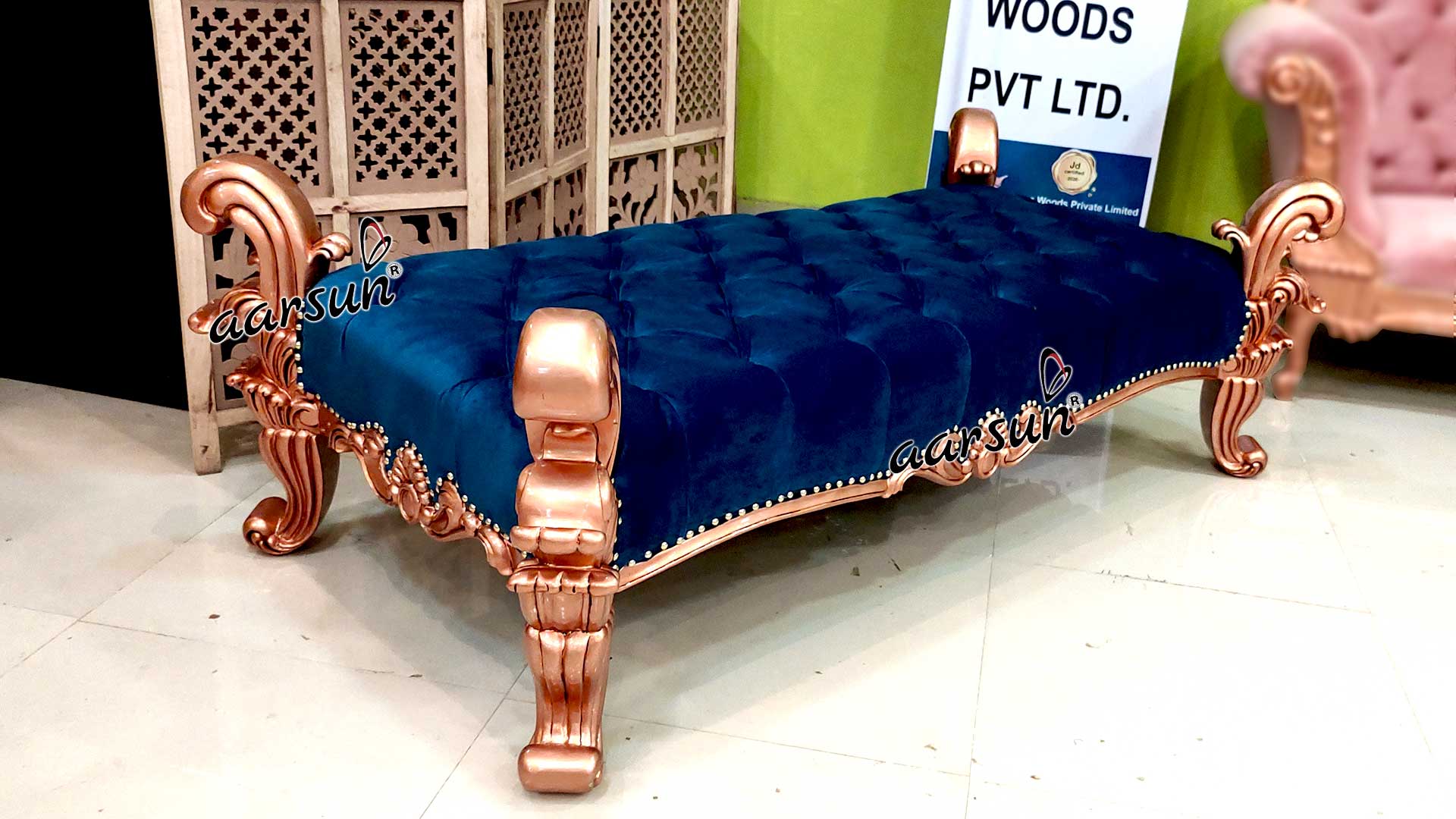 Designer Settee in Rose Gold Finish view 6