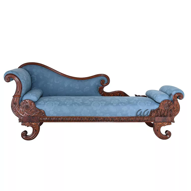 Royal Hand-Carved Wooden Chaise Lounge View 3