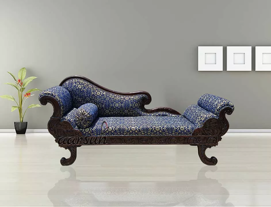 Royal Hand-Carved Wooden Chaise Lounge