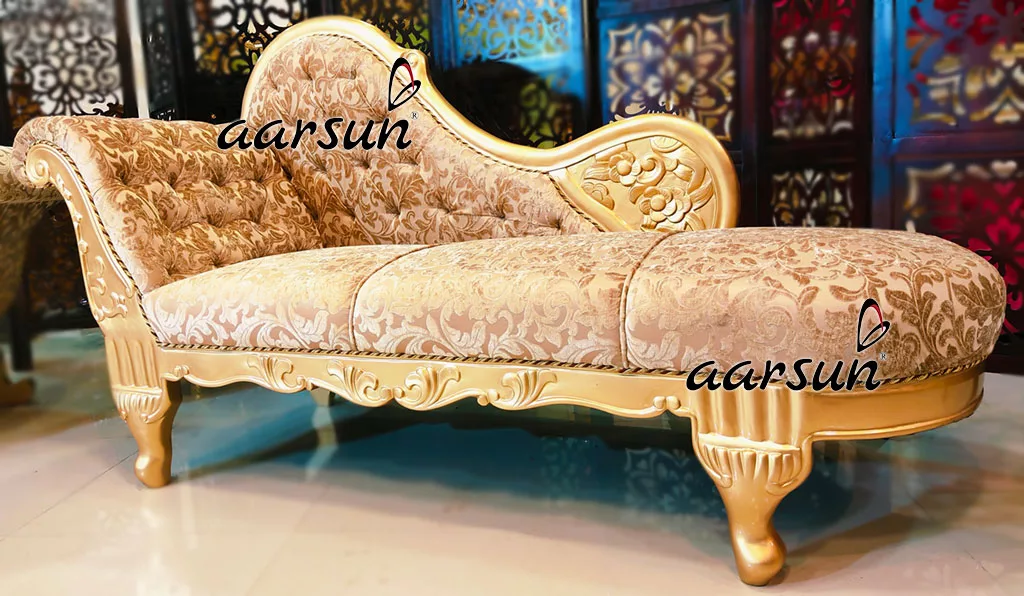 Handcrafted Golden Couch / Chaise Lounge View 3