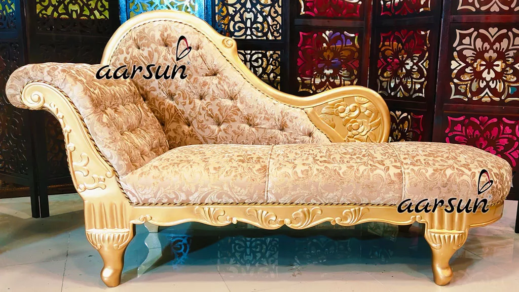 Handcrafted Golden Couch / Chaise Lounge View 5