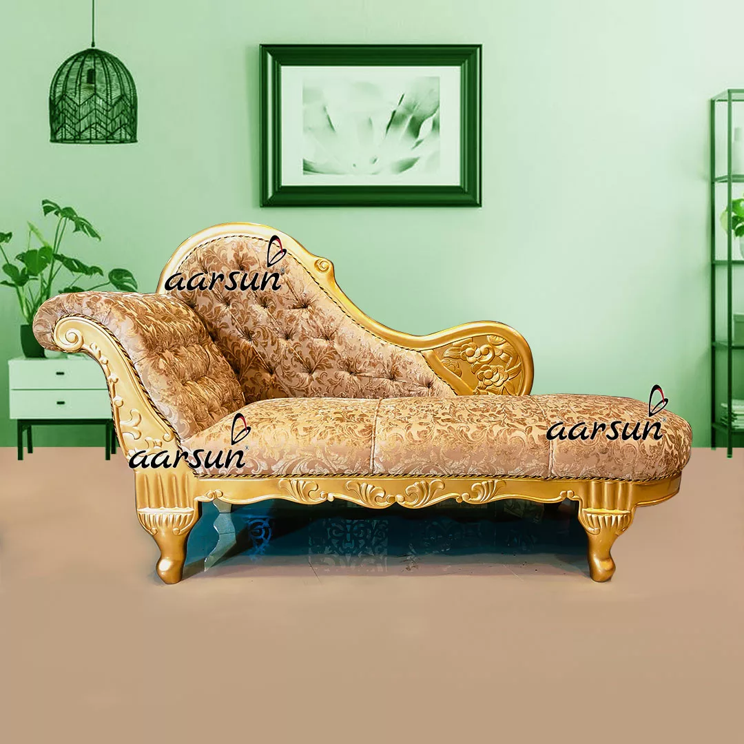 Handcrafted Golden Couch / Chaise Lounge