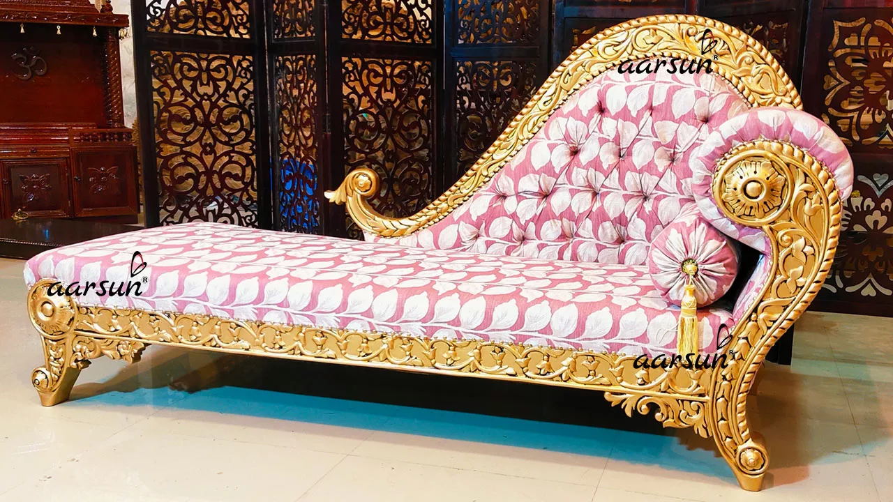 Royal Chaise Lounge In Gold Finish View 4