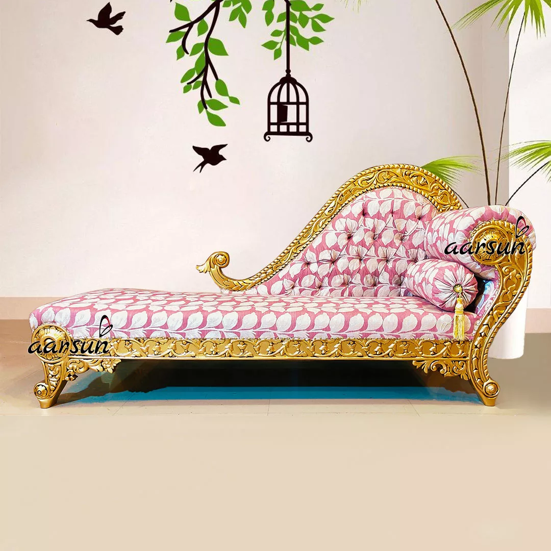 Royal Chaise Lounge In Gold Finish