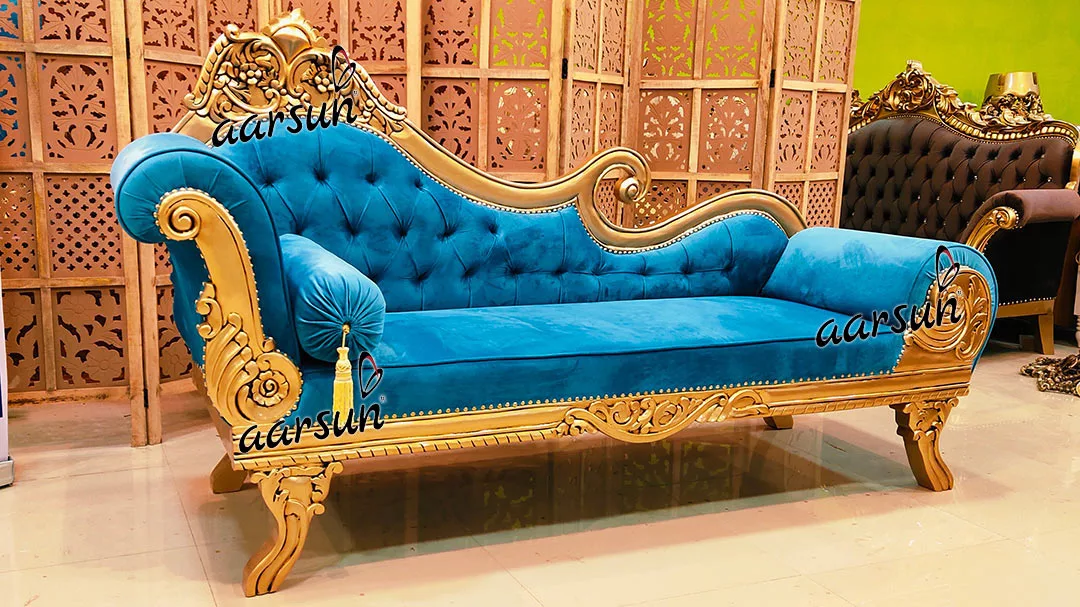 Royal Divan Couch In Antique Gold View 3