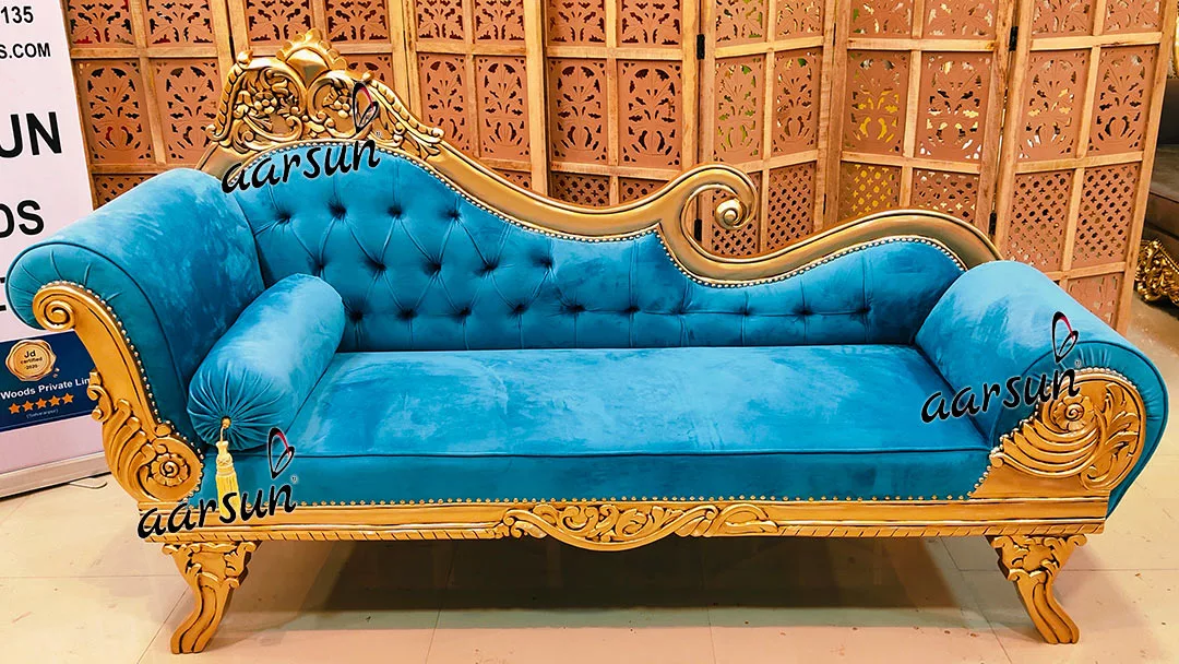 Royal Divan Couch In Antique Gold View 4