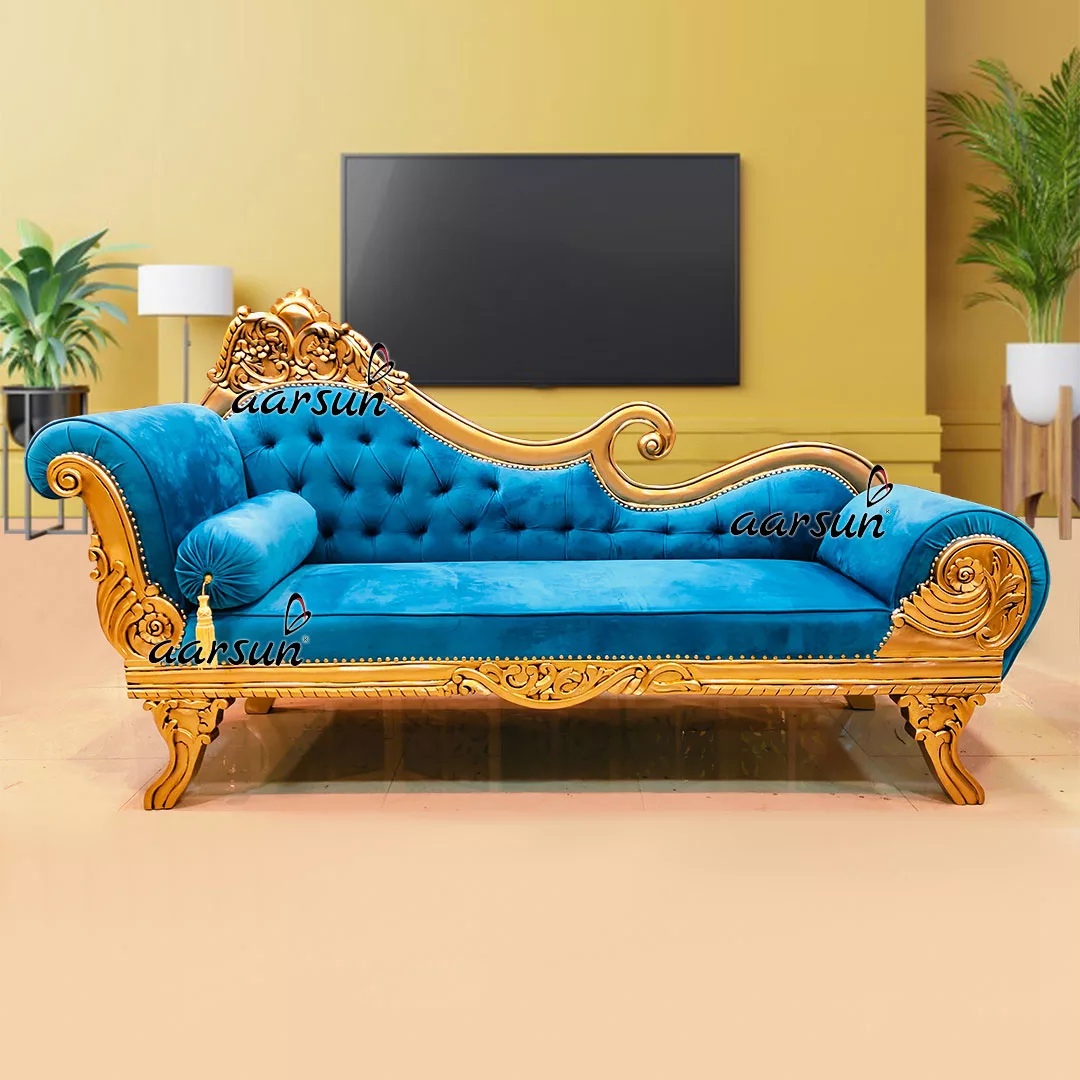 Royal Divan Couch In Antique Gold