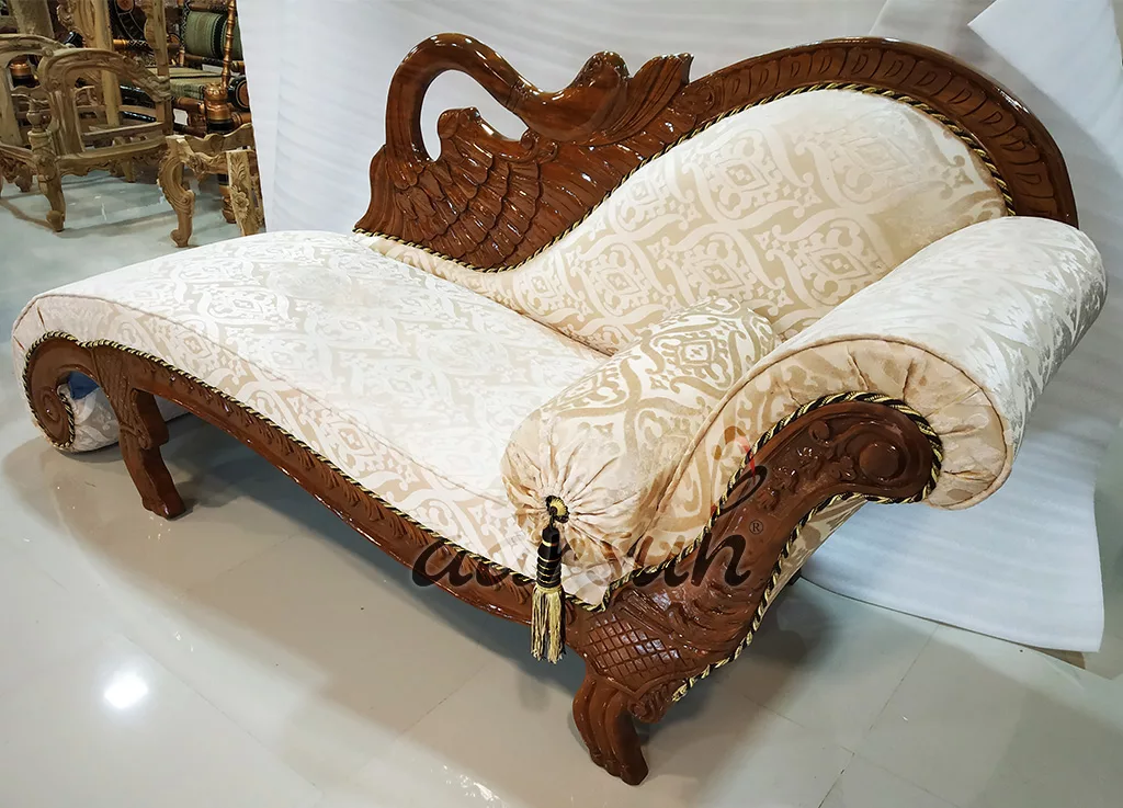 Royal Wooden Chaise Lounge Peacock Design View 4