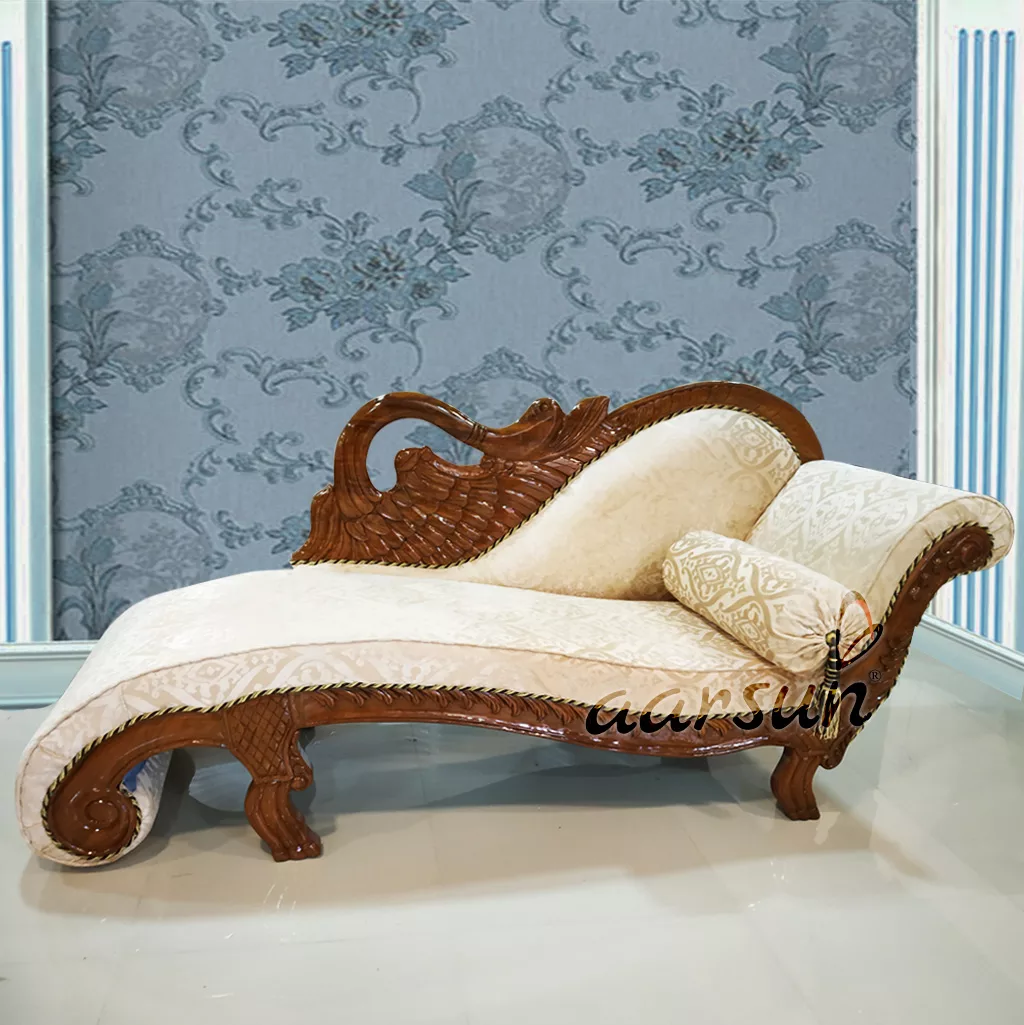 Royal Wooden Chaise Lounge Peacock Design