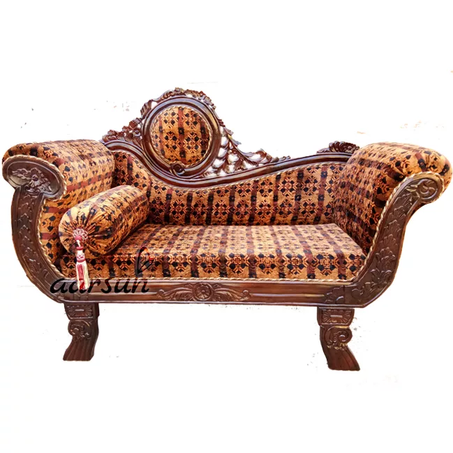 Royal Wooden Couch With Beautiful Floral Carving View 4