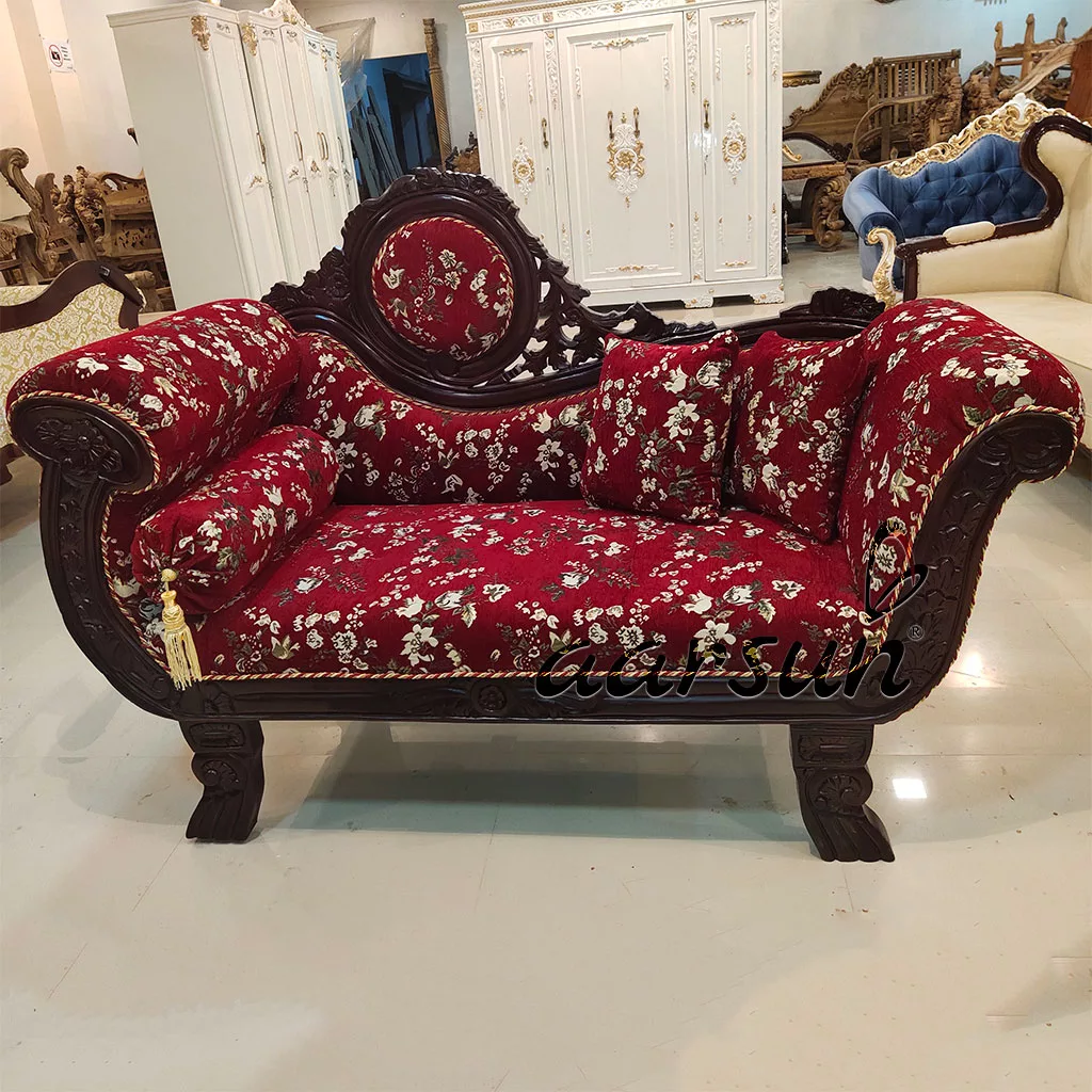 Royal Wooden Couch With Beautiful Floral Carving View 6