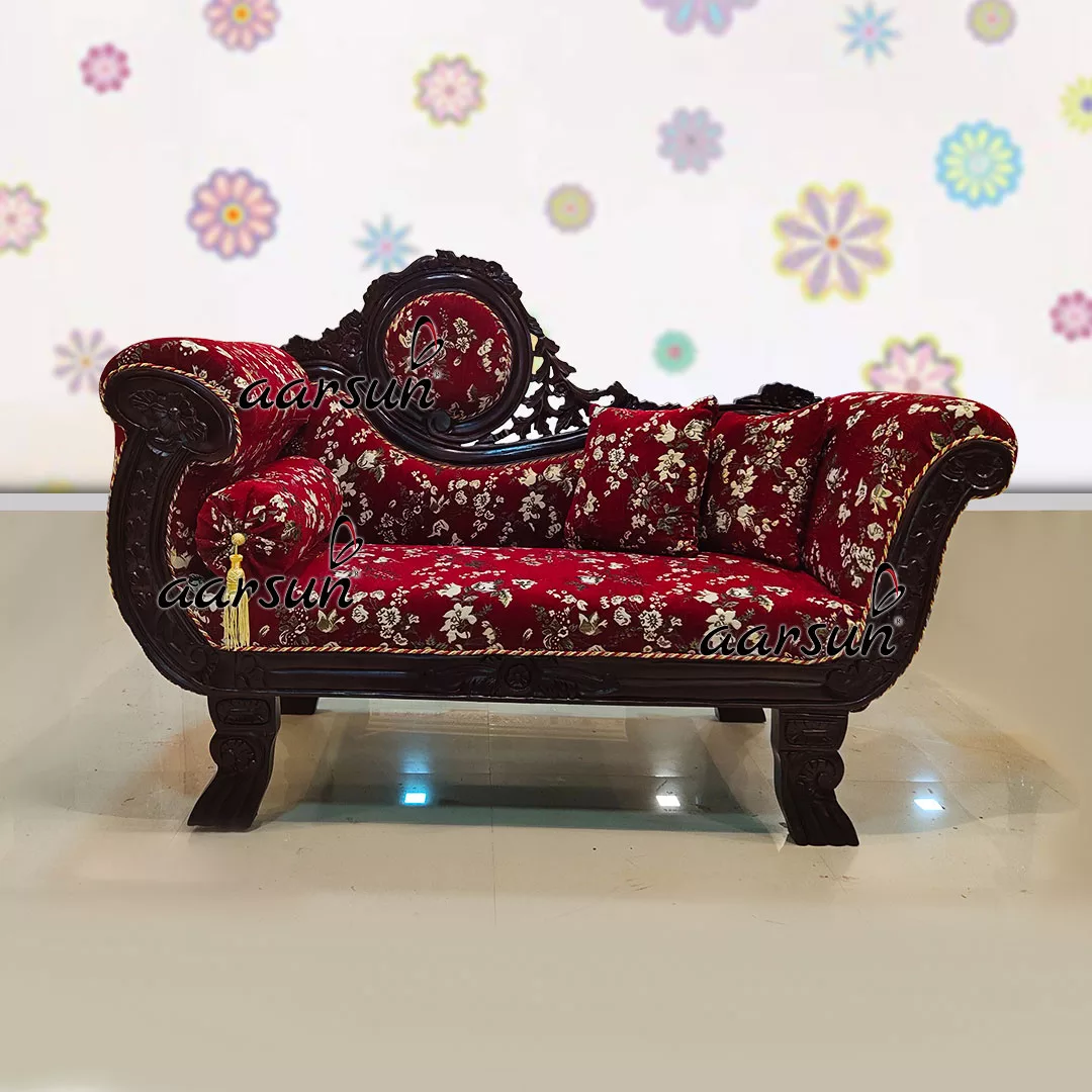 Royal Wooden Couch With Beautiful Floral Carving