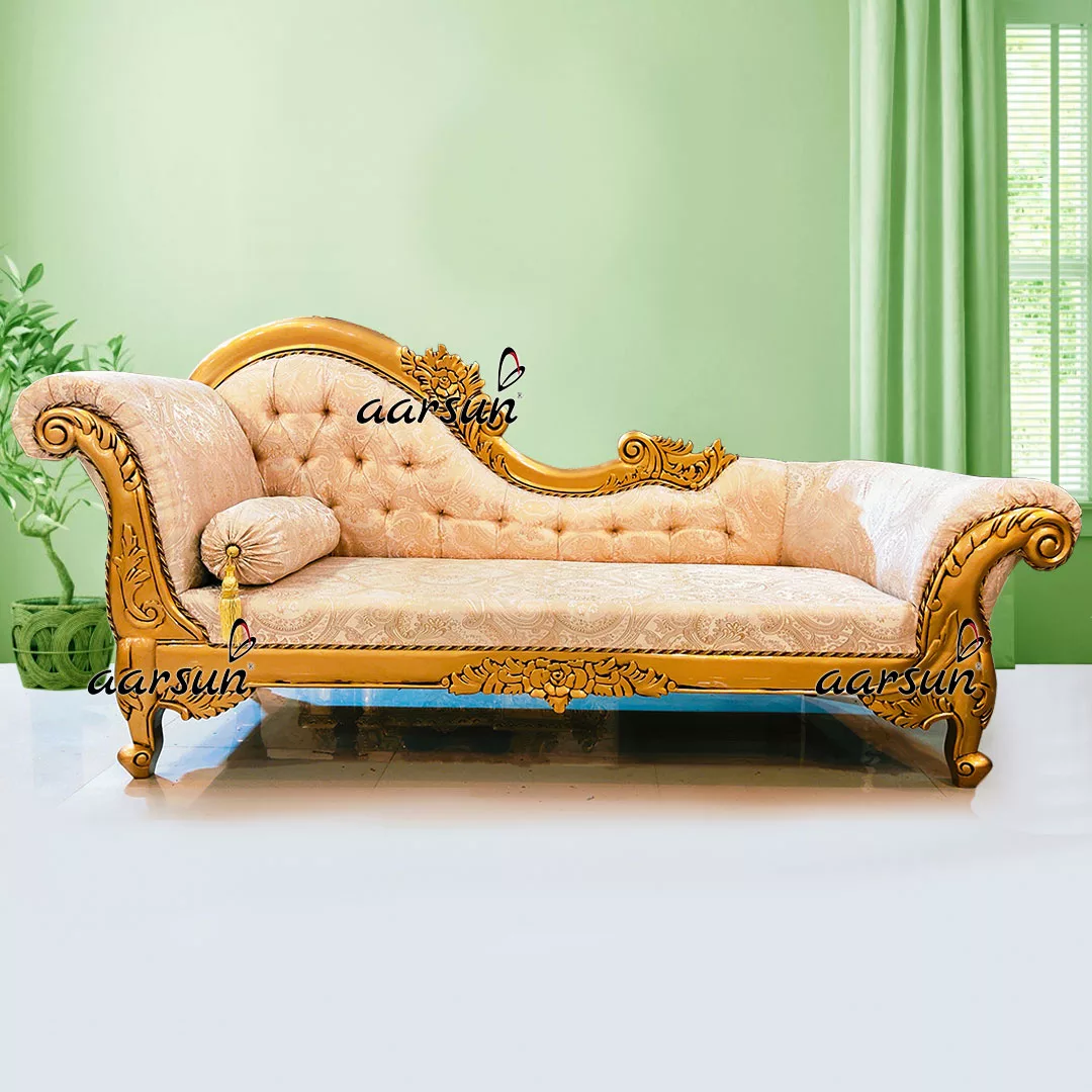 Royal Wooden Gold Finish Chaise Lounge